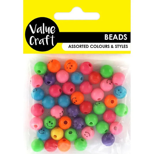 Plastic Happy Face Smiley Beads